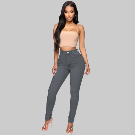 Slimming Jeans Pants For Women High Waist Trousers With Pockets