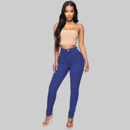 Slimming Jeans Pants For Women High Waist Trousers With Pockets