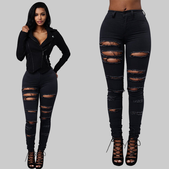 Ripped Jeans Women Skinny Casual High Waist Pants