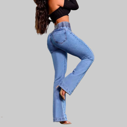 Casual Women Front High Waist Jeans.