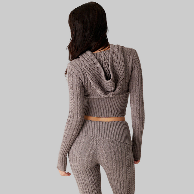 Straight-leg Pants Knitted Sweater Suit Women
