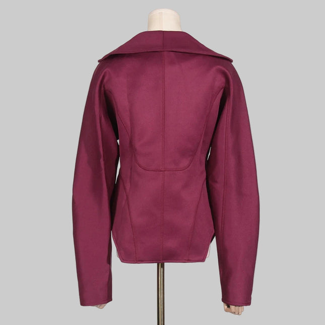 VGH Solid Minimalist Tunic Jackets For Women Lapel Long Sleeve Streetwear Spliced Zipper Slimming Coats Female Fashion Style New