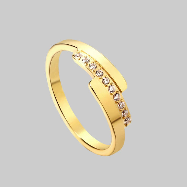Golden and Silver Stainless Steel Micro Paved Cubic Zircon Ring