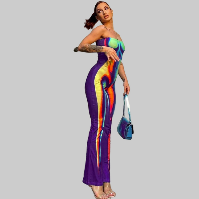 Women Sexy  Summer Print Off Shoulder Strapless