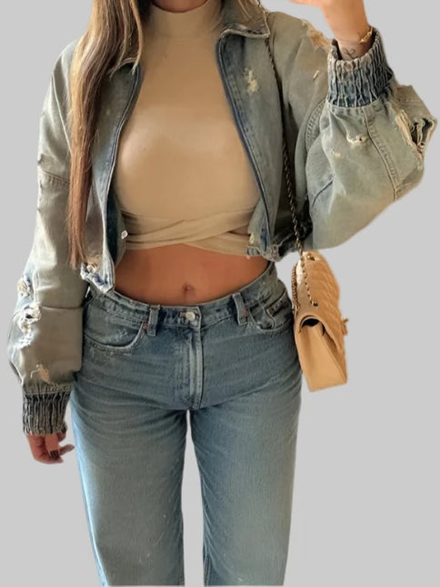Licht Zomer Spijkerjack – Verkort Denim Jacket voor Warme Dagen