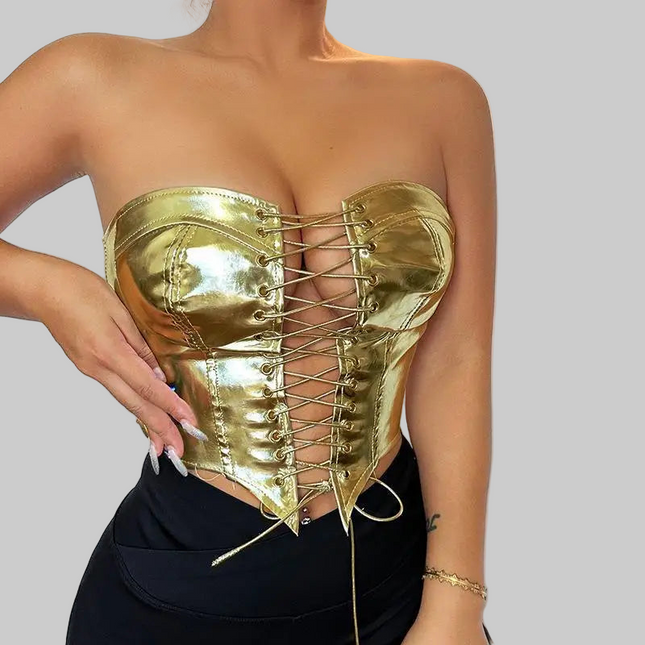 Leather Bustier Crop Tube Top