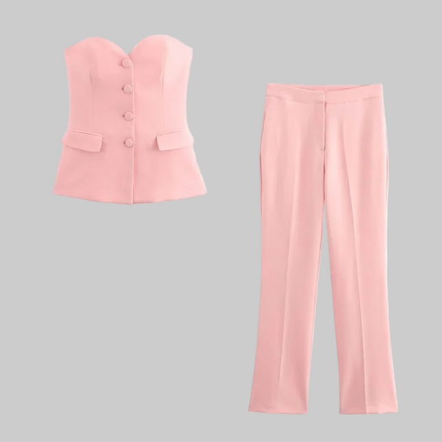 Slim fit tight corset style top high waisted flared pants set