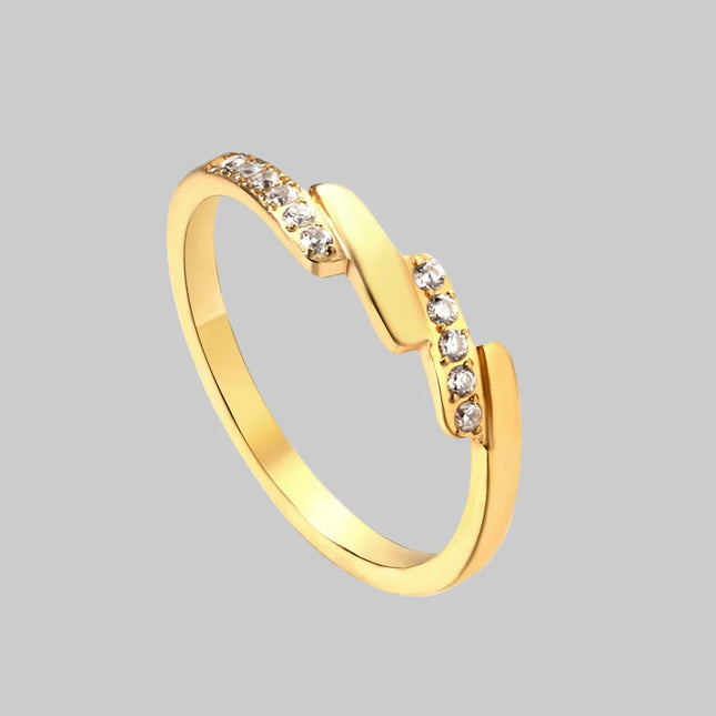 Golden and Silver Stainless Steel Micro Paved Cubic Zircon Ring