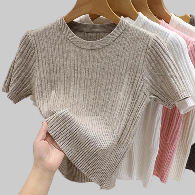 Summer T shirts for Women Casual Female Korean Knit Streetwear Tees Basic Solid Young Cool Tops