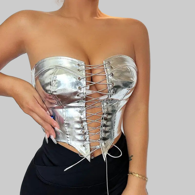 Leather Bustier Crop Tube Top