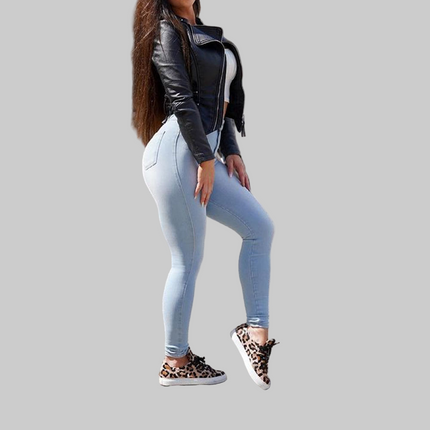 Slimming Jeans Pants For Women High Waist Trousers With Pockets