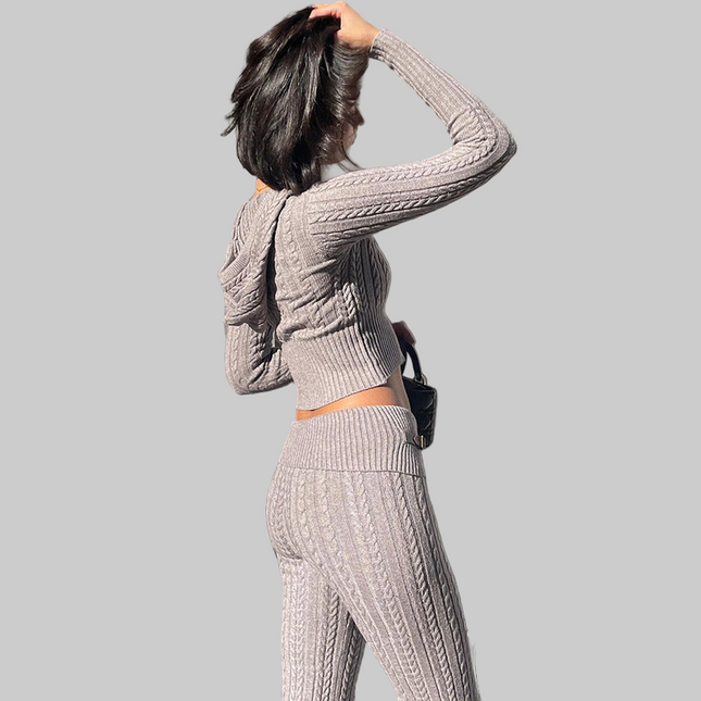 Straight-leg Pants Knitted Sweater Suit Women