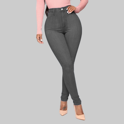 Slimming Jeans Pants For Women High Waist Trousers With Pockets